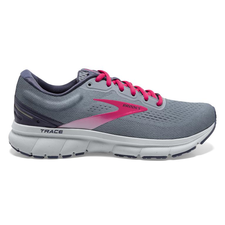 Brooks Trace - Womens Adaptive Road Running Shoes - Grey/Nightshadow/Raspberry (14325HADP)
